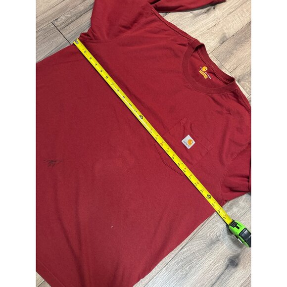 Carhartt Mens XL Red Long Sleeve Pocket T-Shirt Flawed Workwear - Picture 5 of 7